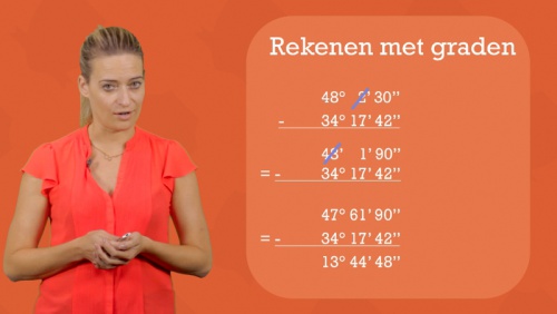 Video Rekenen met graden - omzetten minuten en seconden -  1ste graad A